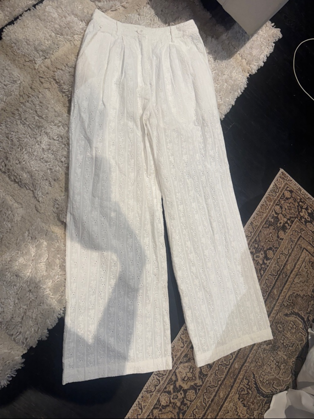 WeWoreWhat White Eyelet Wide-Leg Pants